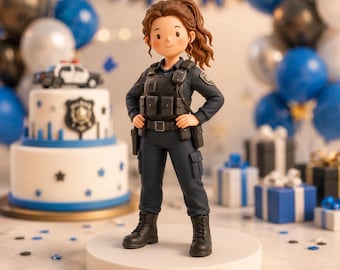 Custom Police Officer Bobblehead, Cop Dad Fathers Day Gift, Personalized Birthday Cake Topper
