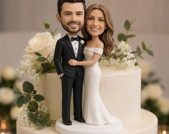 Custom Wedding Cake Topper: Personalized Bride Groom Figurines from Photo