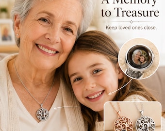 Custom Photo Projection Necklace, Personalized Tree of Life Pendant, Hidden Picture Jewelry, Keepsake Gift for Mom Grandma