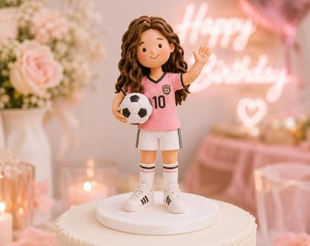 Custom Soccer Lover Bobblehead, Personalized Football Fan Clay Figurine, Handmade Soccer Coach Gift, Birthday Cake Topper for Him