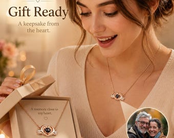 Custom Photo Projection Necklace, Personalized Hidden Picture Pendant, Copper Memory Jewelry, Keepsake Gift for Mom Wife Anniversary