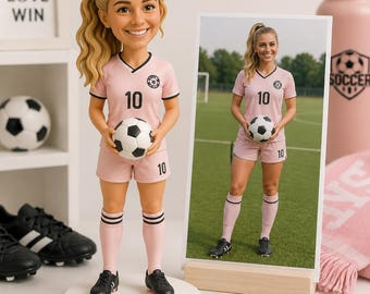 Custom Sports Fan Bobblehead, Football Dad Fathers Day Gift, Personalized Team Jersey Figurine