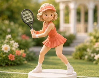 Custom Tennis Team Bobblehead – Personalized Tennis Player Figurine Gift, Personalized Birthday Cake Topper