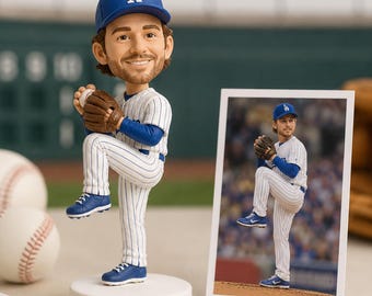 Personalized Baseball Coach Bobblehead Figurine from Photograph, Appreciation Gift, End Season Commemorative Keepsake Sculpture