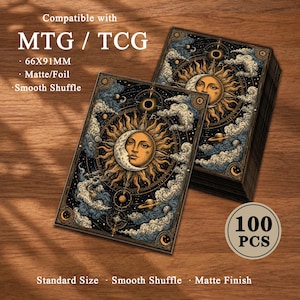 MTG Card Sleeves, Dark Fantasy Creature TCG Deck Protectors for Commander EDH Players, Celestial Face Tarot Trading Card Sleeves