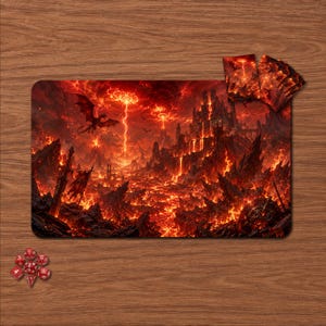 Tapete de jogo MTG Wyrm, Tapete de jogo Wyrm do Inferno Vermelho, Tapete de jogo de fantasia para jogadores de Commander, EDH e TCG.