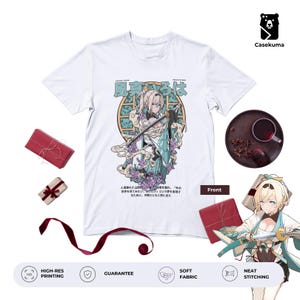 Kazama Iroha T-shirt | Hololive Gen 6 HoloX Merch | Samurai Girl Estetisk Gozaru Grafisk T-shirt Kazama-tai Bodyguard Gear Grön Anime Tee