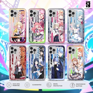 May include: A collection of clear phone cases featuring anime-style character illustrations. Each case has a unique design with vibrant colors and the text "Project Sekai". The cases are labeled with text such as "MOMI", "HOSH", and "AOTA".