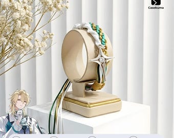 Wuthering Waves Luuk Herssen Bracelet - Researcher Inspired Jewelry - White Ruffle & Teal Braid Adjustable - Anime Accessory - Casekuma Wuwa