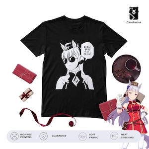 May include: Black t-shirt featuring a white anime-style illustration of a character wearing sunglasses and a headset, with the text "NAH, I'D WIN." The image includes a logo and additional graphics.
