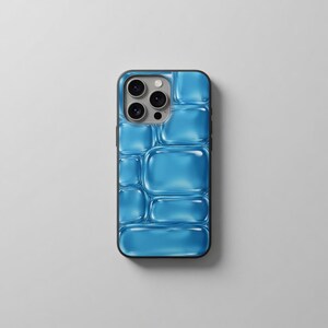 Blue Bubble Phone Case - Puffy Ice Cube Shiny iPhone Case, Kawaii Aesthetic Cover P3T