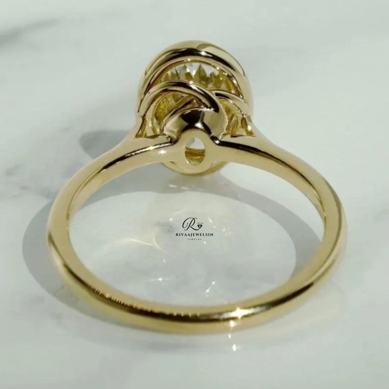 2 CT Oval Cut Moissanite Engagement Ring | Bezel Set Solitaire | 14K ...