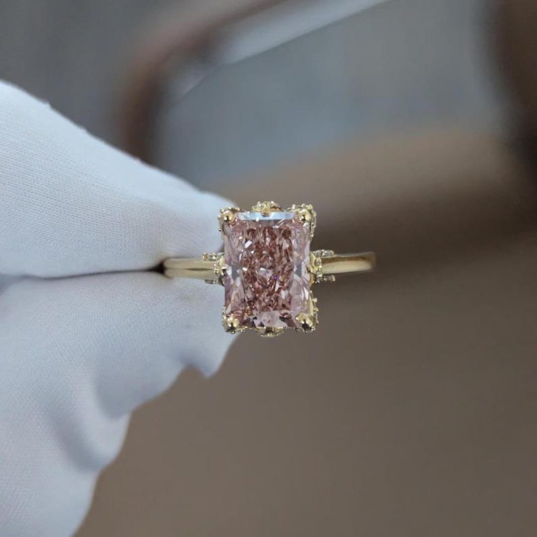3 CT Radiant Cut Lab-grown Diamond Engagement Ring | Six-prong Art Deco ...