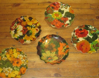 Vintage Floral Trays-Floral Wall Hangings-Fab Trays-Set of Five