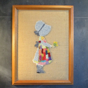Vintage Punch Needle Wall Hanging-Pussy Willows-Catkins