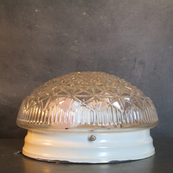 Vintage Ceiling Light Fixture-Textured Glass