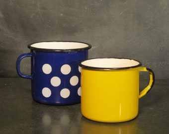 Pair of Vintage Enamelware Mugs