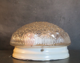 Vintage Ceiling Light Fixture-Textured Glass