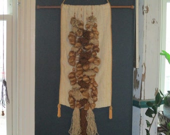 Vintage Textile Art Wall Hanging-Handmade-Fiber Art