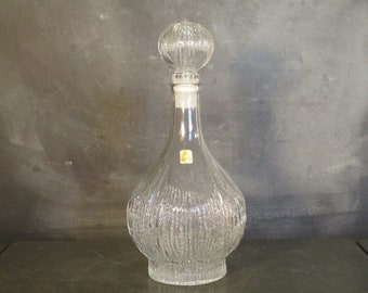 Vintage Oberglas Crystal Decanter, Nordic Bar, Tree Bark