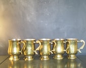 Set of Five Vintage Brass Mugs