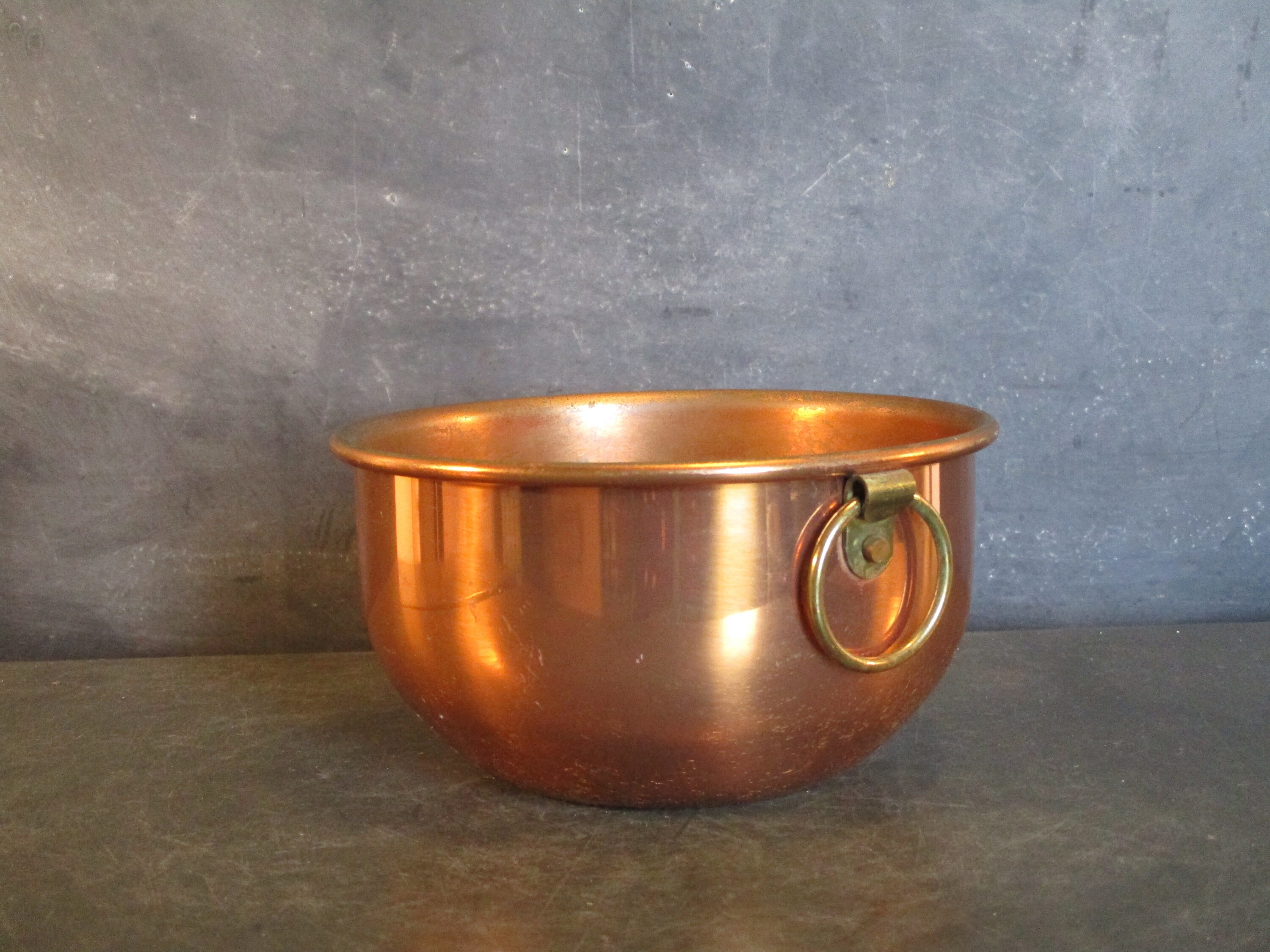 Pierre Vergnes 48cm Copper Mixing Bowl Hammered- 2 Handles- X-Large -  French Copper Studio