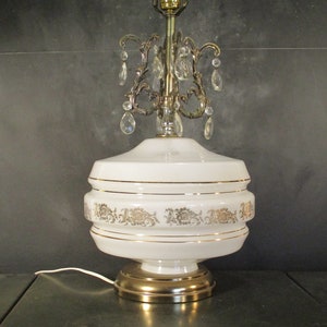 Vintage White and Gold Table Lamp-Hollywood Regency