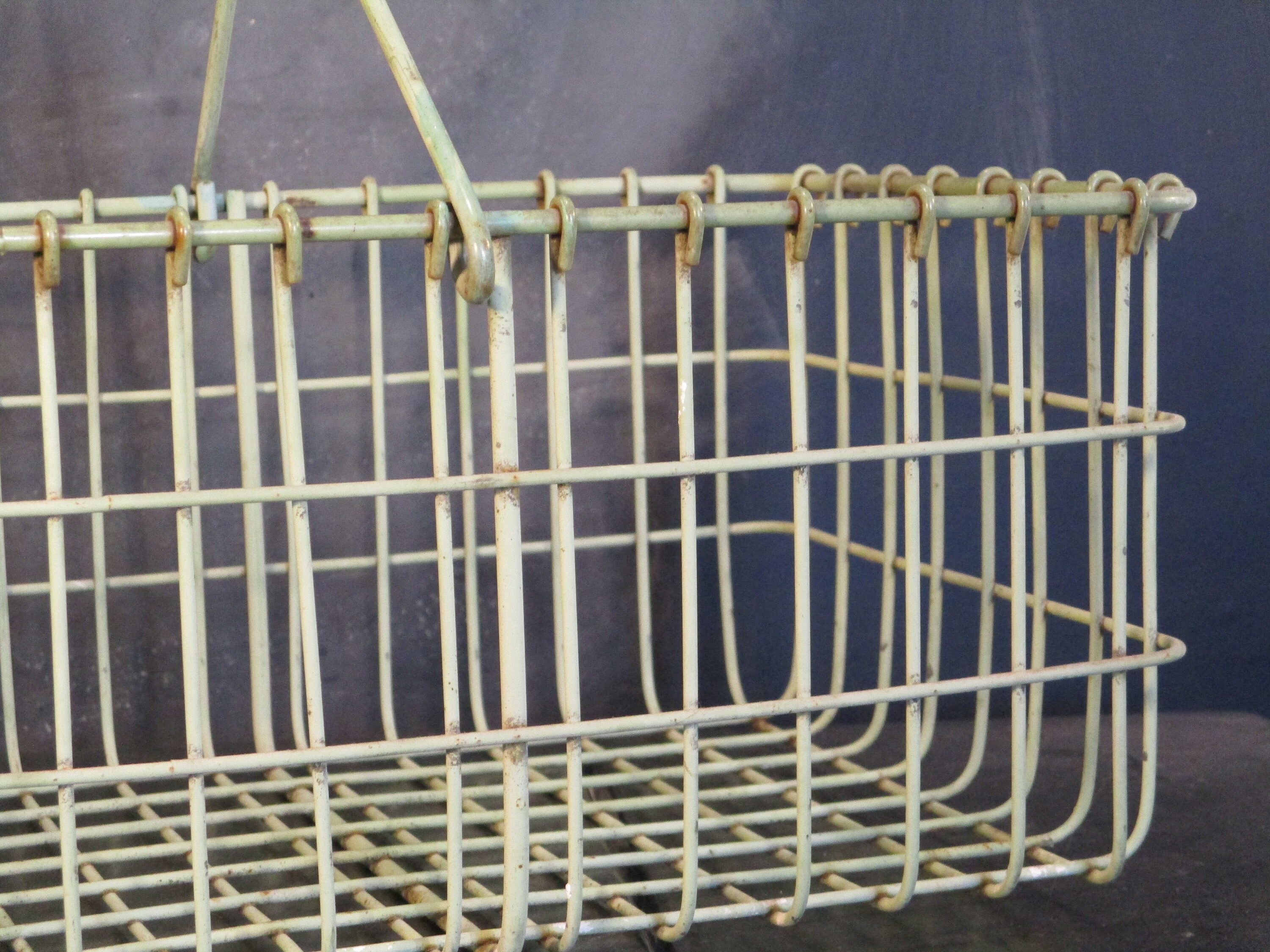 Large Vintage Wire Basket With Wood Handles Rustic Farmhouse Etsy