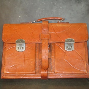 Vintage Embossed Leather Attache Case Briefcase-Handmade