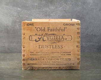 Vintage Chalk Box-Wooden Dovetail Box-Hygieia Dustless Chalk
