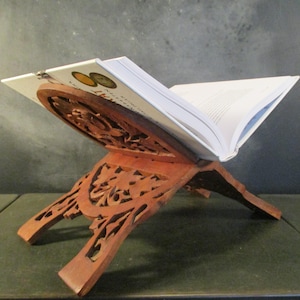 Large Vintage Carved Wood Book Holder-Book Stand