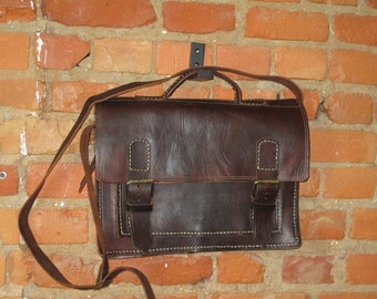 Borsa a tracolla in pelle vintage fatta a mano