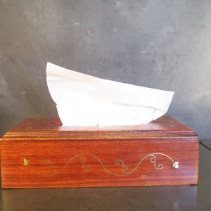 Vintage Wood and Brass Tissue Box Holder