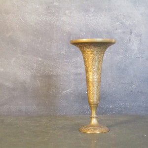 Small Vintage Brass Vase-Engraved Indian Brass