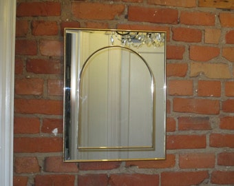 Vintage Arched Framed Brass Mirror