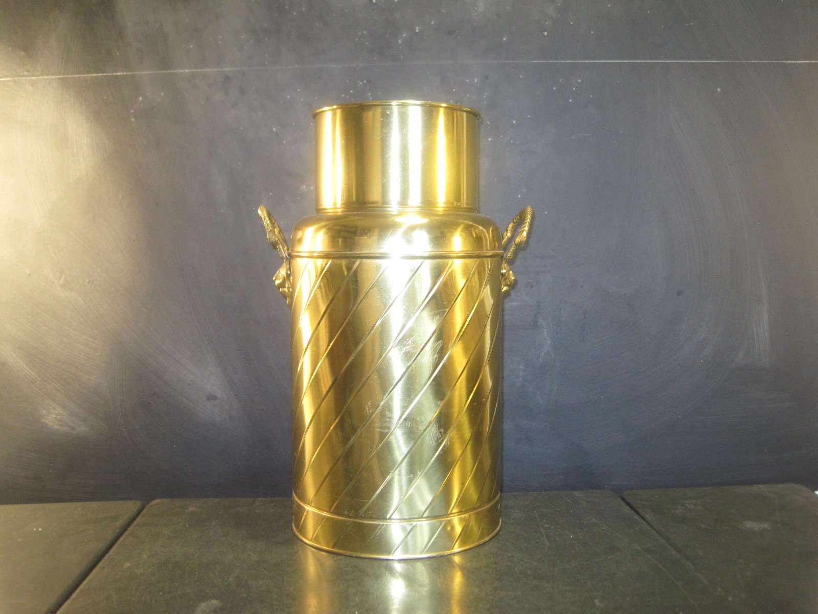 Brass Umbrella Stand Holder with Lions Head Handles Etsy