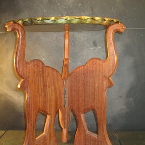 Carved Wooden Table Base-Elephants