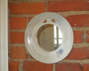 Vintage Ceramic Pottery Mirror-Handmade Small Mirror