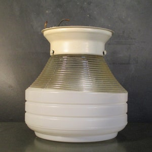 Vintage Ceiling Light Fixture-Ribbed Glass Globe-Large Globe Light