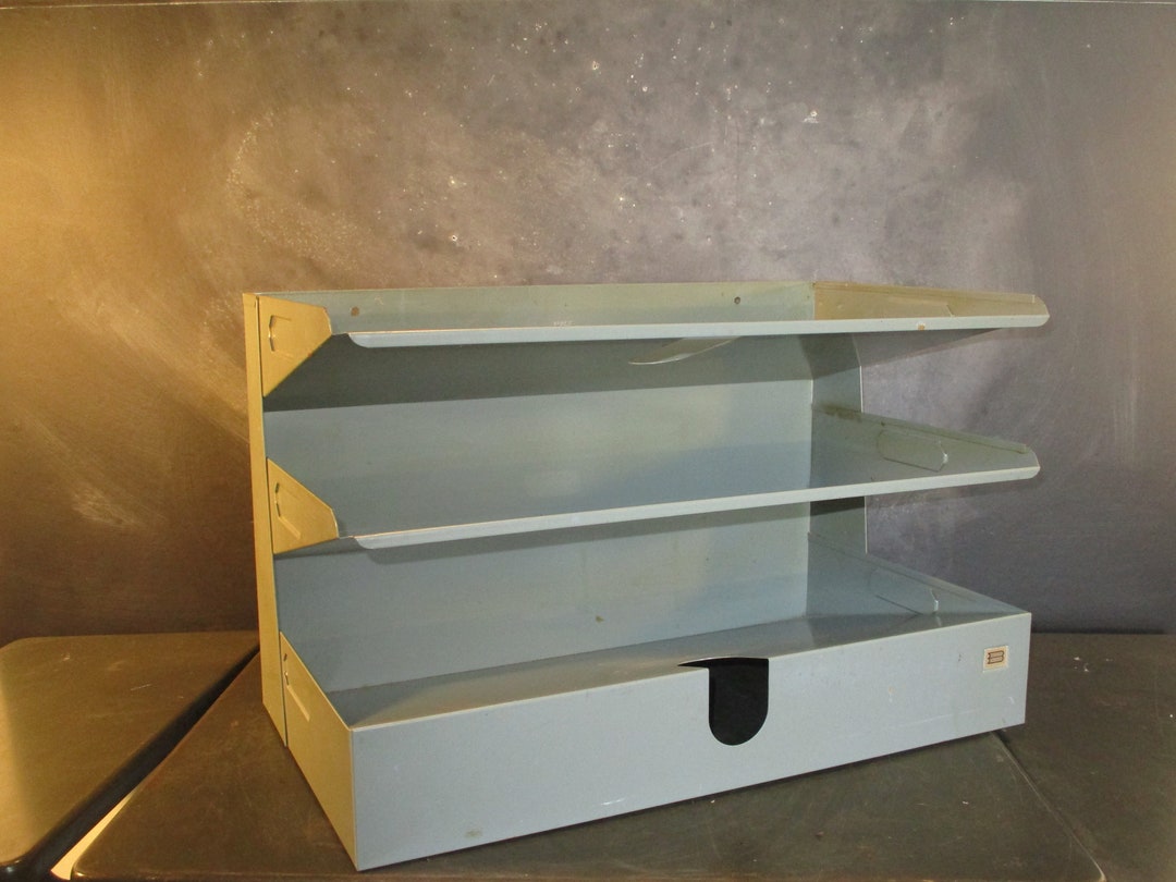 Vintage Three Tier Metal File Tray Holderindustrialmid Century Etsy