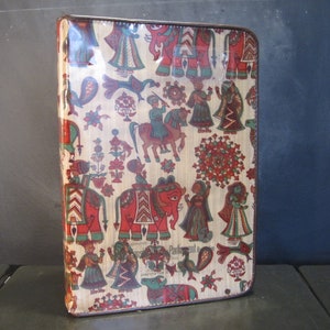 Vintage Zippered Portfolio-Indian Fabric