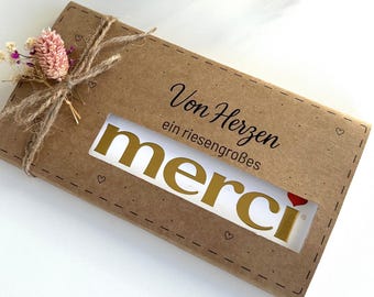 Heartfelt thanks | Saying thank you | Merci | Chocolate wrapper | Small gift | Souvenir | Digital download