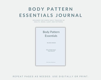 Body Pattern Essentials Journal | Health and Symptom Tracker | Daily Wellness and Energy Log | Digital PDF - Mist Blue
