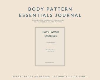 Body Pattern Essentials Journal | Health and Symptom Tracker | Daily Wellness and Energy Log | Digital PDF - Warm beige