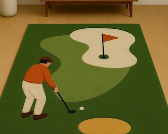 Dywan w kolorze golfowym, abstrakcyjny, ręcznie tkany, nowoczesny, minimalistyczny dywan do salonu