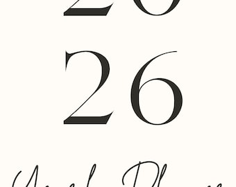 Planificador digital e imprimible 2026 / Planificador anual minimalista / Descarga digital / Formato A4 y Carta (EE. UU.)