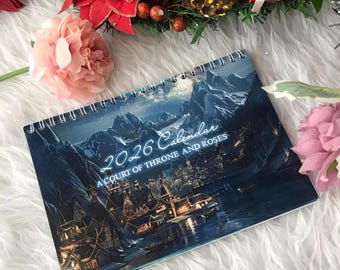 ACOTAR-wandkalender 2026, aquarel kunstwandkalender, Acosta Velaris leesgrage nieuwjaarskalender