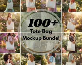 100+ Tote Bag Mockup Bundle, Outdoor Garden Floral Lifestyle Images, Aesthetic Canvas Tote Mockups for Printify Print on Demand
