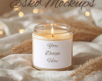 Christmas Printify 9oz Candle Mockup, Lumient Soy Candle Photo, Festive Lifestyle Candle Mockup