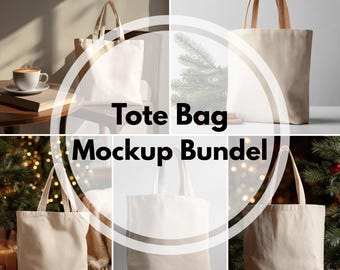 Organic Cotton Tote Bag Mockup Bundle, Printify Download (PNG)